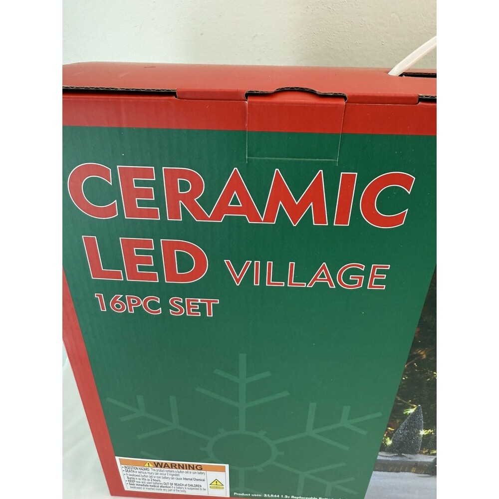 Christmas 16 Piece Set Decor Ceramic Light Up Holiday Village NEW - Picture 4 of 5